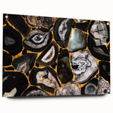 Abstract wall art featuring vibrant strokes and lines in a modern design, displayed in an acrylic frame with metal pins, showcasing a contemporary artistic style.