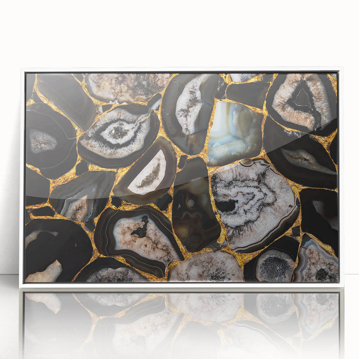 Framed wall art featuring an abstract design of colorful strokes and lines, displayed in a white frame, ideal for modern home decor and artistic interiors.