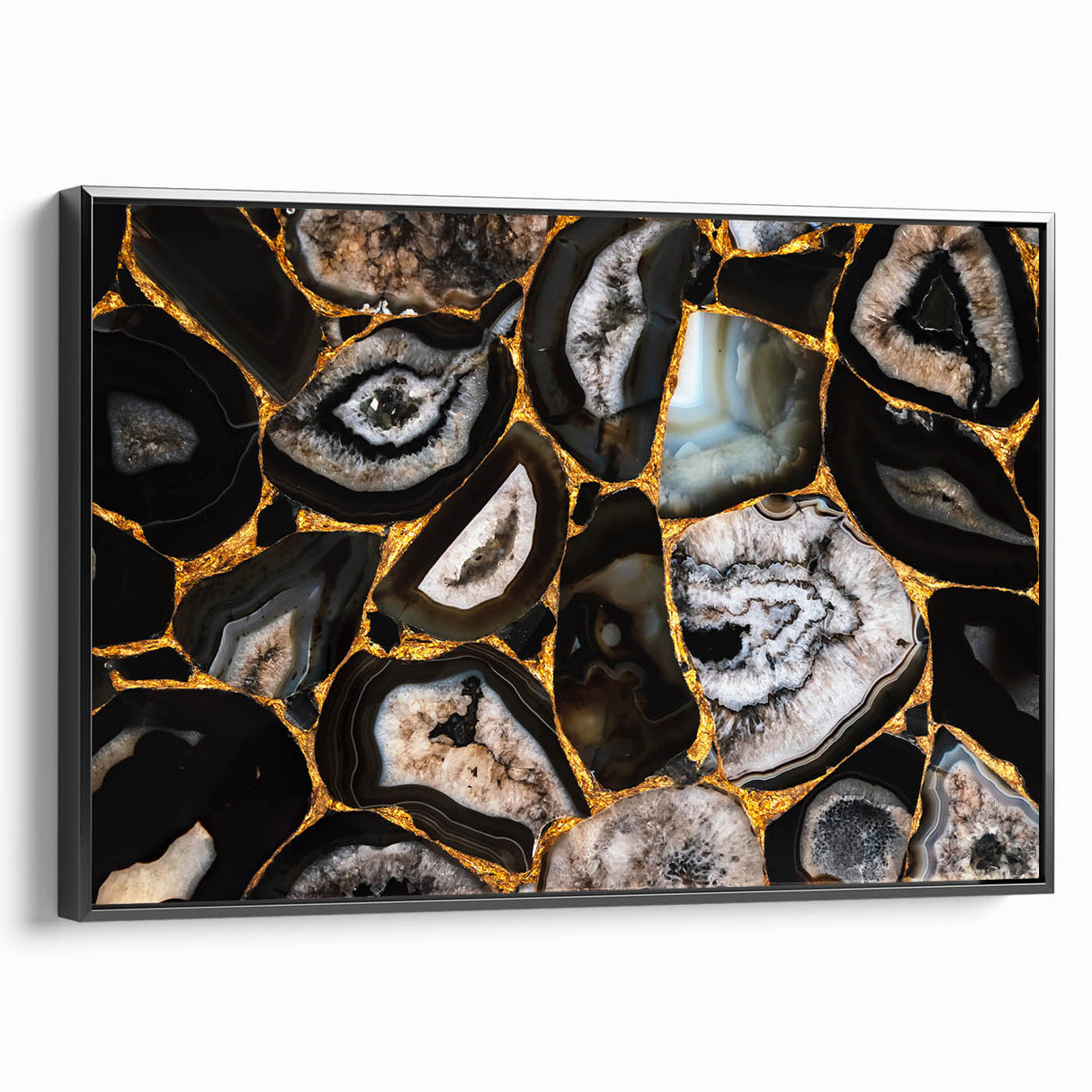 Framed canvas wall art showcasing an abstract design of bold strokes and lines in black and white, presented from a side view to highlight its modern aesthetic. This piece adds a contemporary touch to any decor, ideal for art enthusiasts seeking unique home accents.