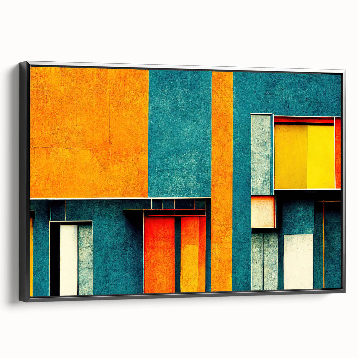 Framed canvas wall art showcasing a modern abstract design with dynamic strokes and lines in black, ideal for contemporary home decor and artistic ambiance.
