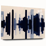 Abstract wall art featuring vibrant strokes and lines in bold colors, displayed in a sleek acrylic glass frame, adding a modern touch to any decor.