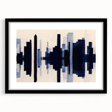 Abstract wall art featuring a modern design of colorful strokes and lines, framed in black with a mat. Ideal for contemporary home decor, adding a stylish touch to any room.