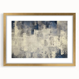 Abstract strokes and lines design in a gold-framed wall art piece, showcasing elegant colors and modern aesthetics, ideal for enhancing contemporary home decor.