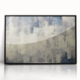 Framed acrylic wall art showcasing an abstract design of colorful strokes and lines in a black frame, perfect for modern home decor accents.