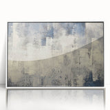 Framed wall art featuring an abstract design of colorful strokes and lines, showcasing a modern aesthetic with a white frame, ideal for contemporary decor.