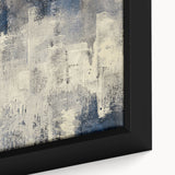 Close-up of a framed canvas wall art piece showcasing abstract strokes and lines in vibrant colors, perfect for modern home decor, enhancing artistic ambiance.