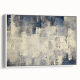 Framed canvas wall art featuring an abstract design with colorful strokes and lines on a white background, showcasing a modern artistic style ideal for home decor.