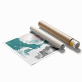 Colorful abstract strokes and lines design wall art print featuring bold hues of blue, red, and yellow, ideal for modern home decor, showcasing dynamic artistic expression.