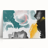 Abstract canvas wall art with colorful strokes and lines, showcasing a modern design. The artwork features vibrant hues of blue, pink, and yellow, perfect for contemporary home decor. This piece adds a stylish touch to any living space, creating a focal point that enhances the atmosphere.