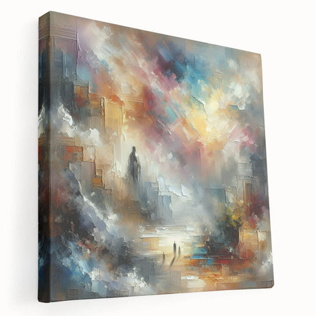 Stretched canvas art featuring an abstract strokes and lines design, showcasing vibrant colors and dynamic patterns, perfect for modern home decor.