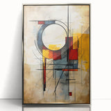 Framed wall art featuring an abstract design with colorful strokes and lines in a silver frame, perfect for modern home decor. This piece adds a vibrant touch to any interior space.