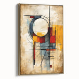 Framed canvas artwork showcasing an abstract design of strokes and lines in gold tones, elegantly displayed from the side, perfect for modern home decor.
