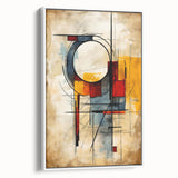 Framed canvas wall art showcasing an abstract design of colorful strokes and lines, presented from a side view, ideal for modern home décor.