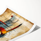 Abstract wall art print showcasing vibrant strokes and lines in shades of blue, yellow, and orange, ideal for modern home decor. Perfect for enhancing artistic spaces.