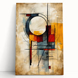 Abstract canvas wall art design featuring vibrant strokes and lines in blue, yellow, and orange hues, perfect for modern home decor or artistic spaces.
