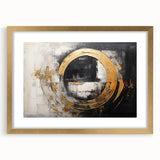 Abstract strokes and lines design wall art in a gold frame with matting, showcasing modern artistic expression and elegant decor for contemporary interiors.