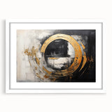 Abstract strokes and lines design wall art piece in a white frame with mat, showcasing a modern aesthetic suitable for contemporary decor. Ideal for enhancing living spaces or office interiors.