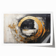 Abstract wall art print showcasing vibrant strokes and lines in shades of blue, orange, and yellow, ideal for modern home decor and art enthusiasts.
