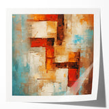 Abstract wall art print showcasing vibrant strokes and lines in a modern design, featuring bold colors like blue, orange, and yellow, perfect for contemporary decor.