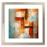 Abstract strokes and lines artwork in a silver frame with a mat, showcasing modern design elements perfect for contemporary home decor. Ideal for adding a stylish touch to living spaces.