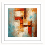 Abstract wall art print showcasing a dynamic design of colorful strokes and lines in a sleek white frame with matting, ideal for modern decor.