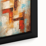 Close-up of an abstract strokes and lines design wall art piece, showcasing vibrant colors and intricate textures on a framed canvas, ideal for modern decor.