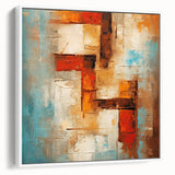 Framed canvas wall art featuring an abstract design with colorful strokes and lines on a white background, enhancing modern interior decor. Perfect for adding a vibrant touch to any room.