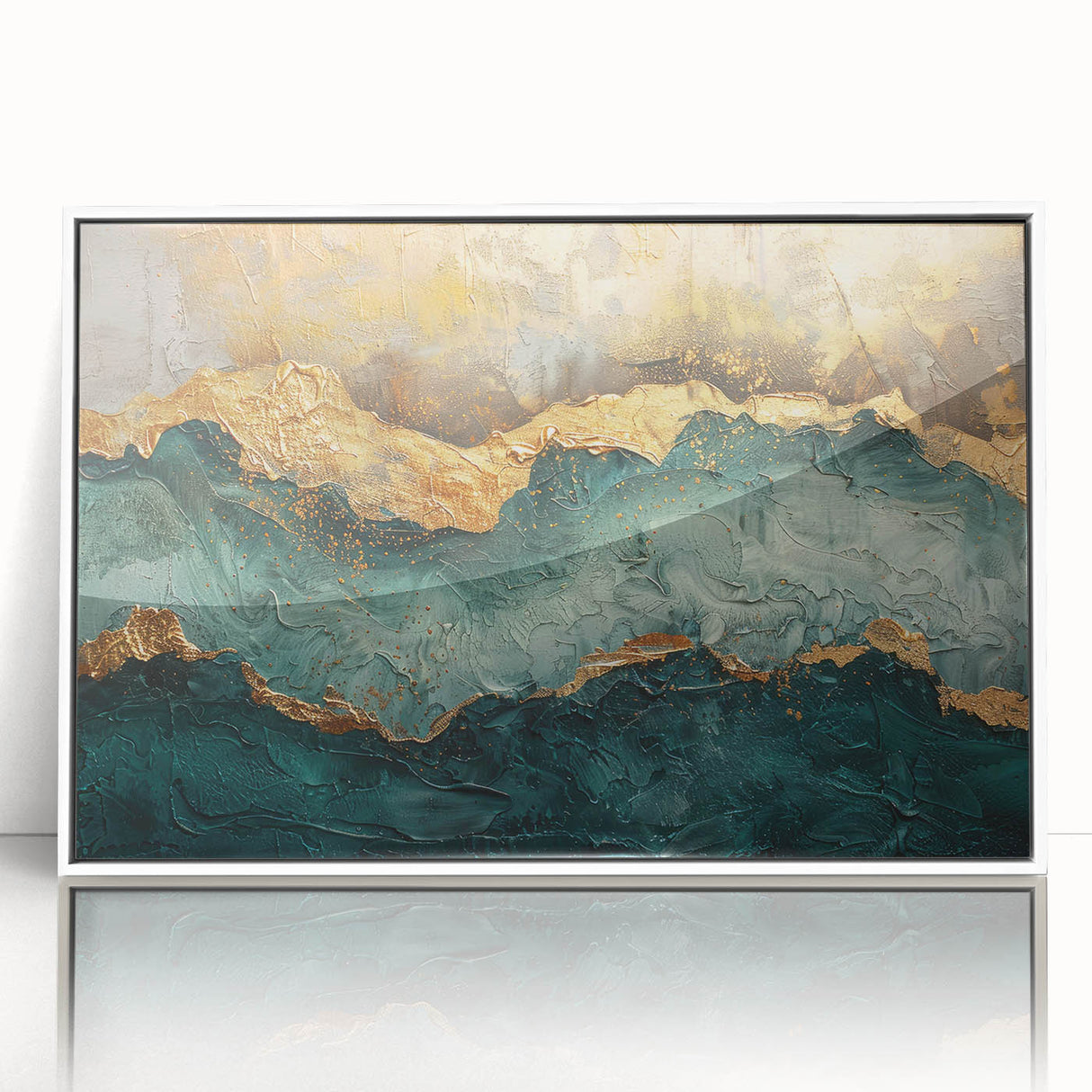 Framed abstract wall art design showcasing colorful strokes and lines in vibrant hues, set against a sleek white background, perfect for modern home decor.
