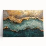Abstract wall art featuring vibrant strokes and lines in shades of blue, orange, and yellow, displayed on a stretched canvas, ideal for modern home decor.