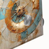 Close-up of an abstract strokes and lines design on acrylic glass wall art featuring vibrant colors and fluid patterns, ideal for modern decor.