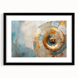 Abstract wall art featuring dynamic strokes and lines in a black frame with matting, ideal for modern decor. This stylish piece enhances any interior space.