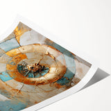 Abstract wall art print showcasing vibrant strokes and lines in shades of blue, orange, and yellow, perfect for modern home décor, enhancing artistic ambiance.