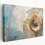 Abstract wall art featuring dynamic strokes and lines in vibrant colors, showcasing a modern design on stretched canvas. Ideal for contemporary home decor.