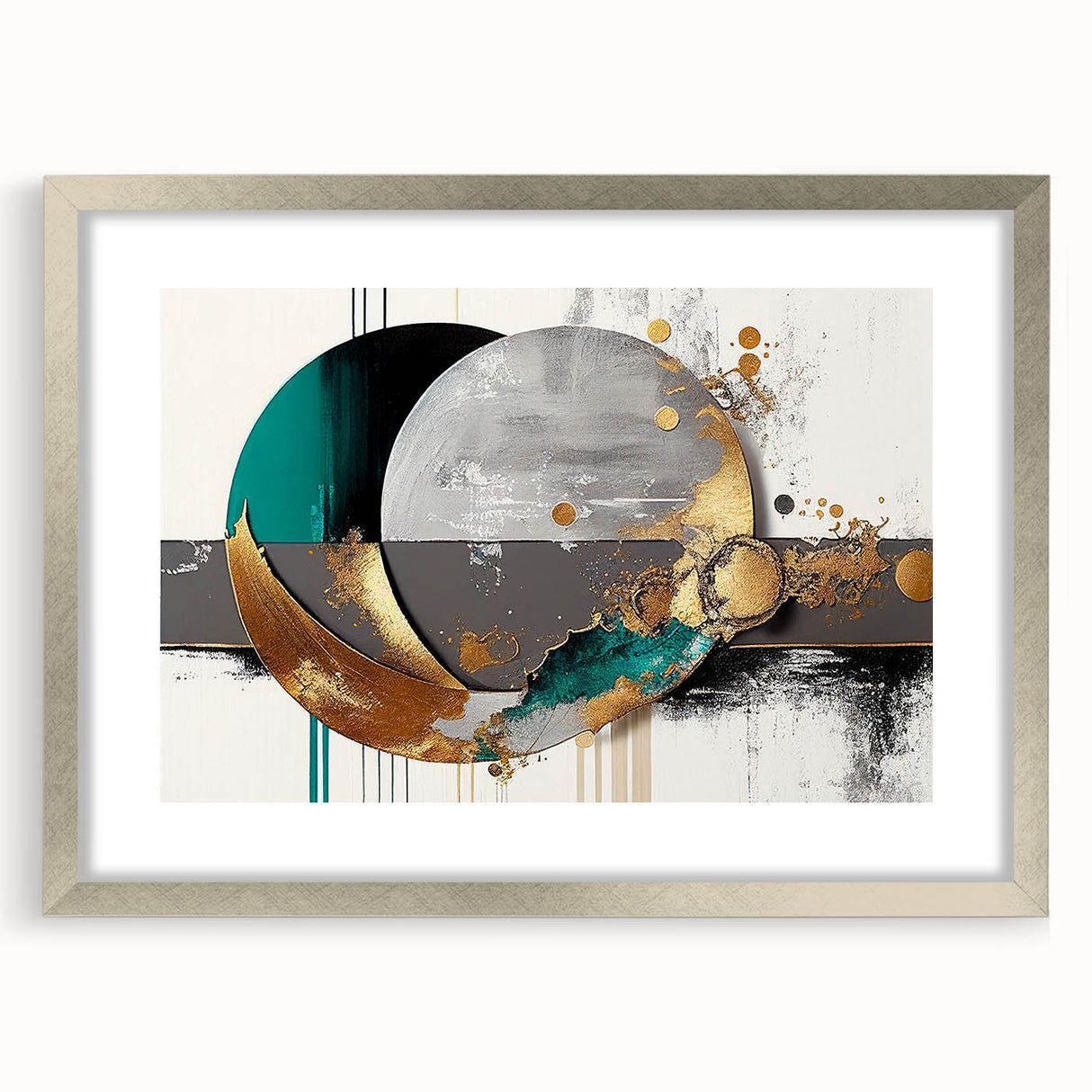 Abstract strokes and lines design wall art framed in silver, showcasing a modern aesthetic. Ideal for contemporary home decor, emphasizing artistic elegance and style.