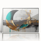 Framed abstract wall art featuring elegant strokes and lines in soft pastel hues, set against a white background, ideal for modern home decor.