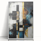 Framed abstract wall art featuring dynamic strokes and lines in a minimalist style, set against a white background, perfect for modern decor. Ideal for enhancing living spaces with contemporary elegance.