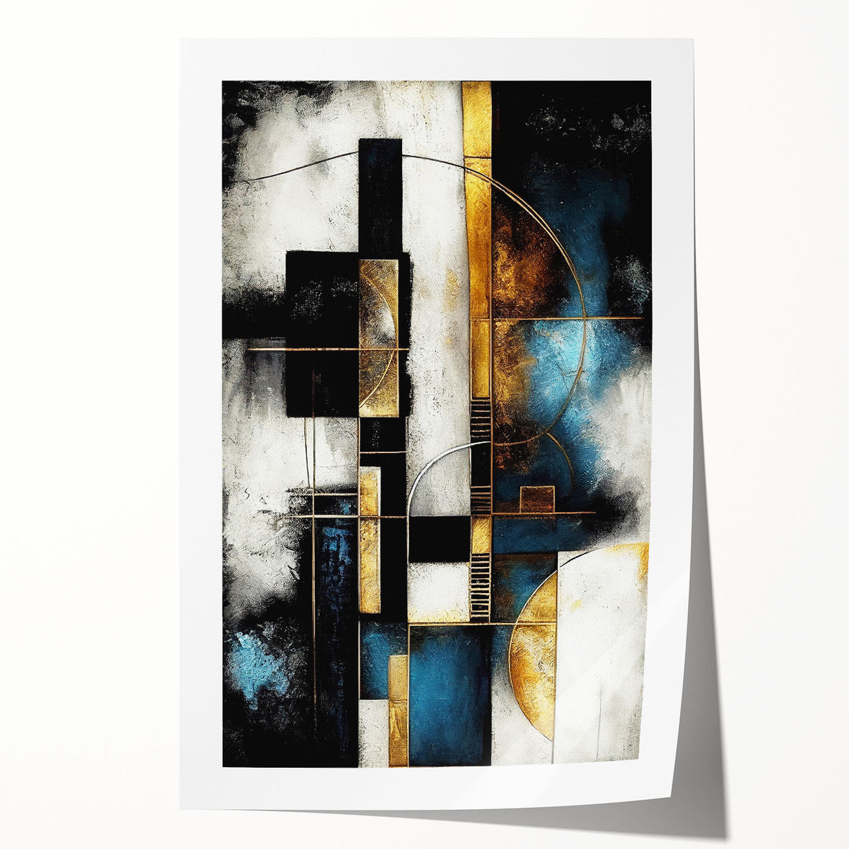 Abstract strokes and lines design in vibrant colors, showcasing a modern artistic style ideal for home decor. Perfect for enhancing contemporary interiors, this rolled art print adds visual interest and sophistication to any space.
