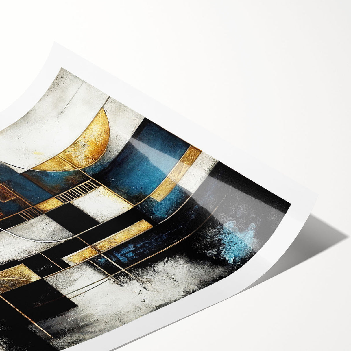 Abstract wall art print featuring dynamic strokes and lines in a vibrant color palette, rolled and ready for display, ideal for modern home decor.