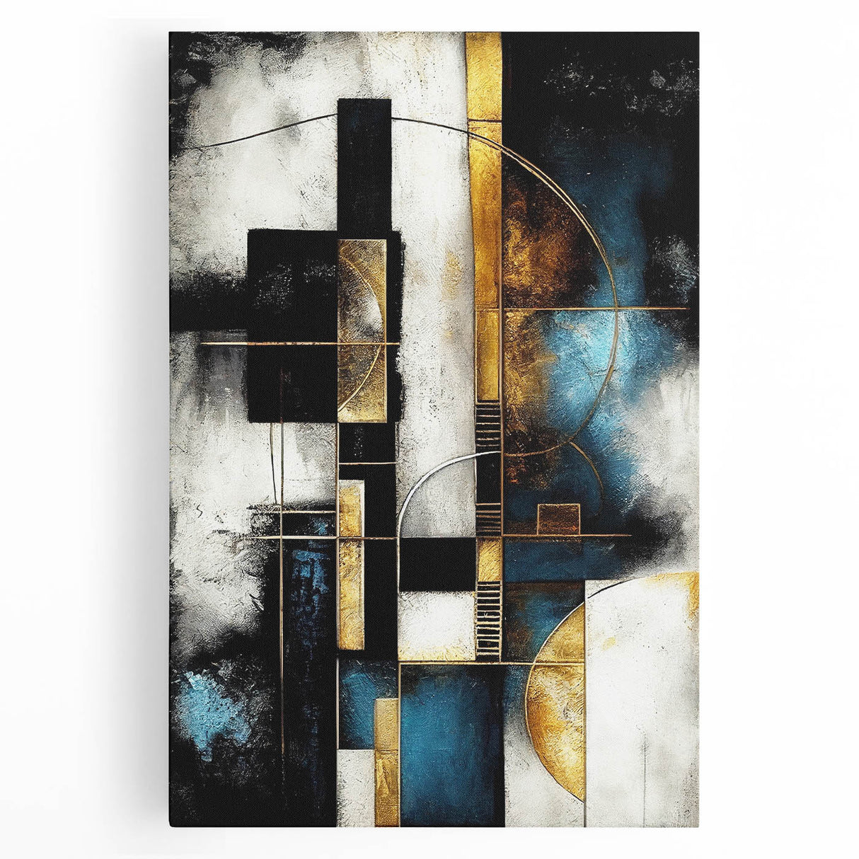 Abstract wall art featuring vibrant strokes and lines in a modern design, printed on stretched canvas, ideal for contemporary home decor or artistic spaces.