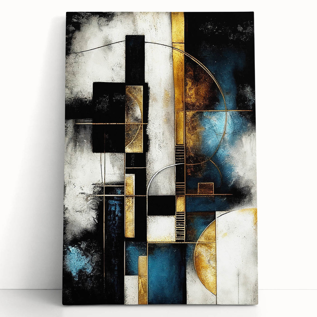 Abstract strokes and lines wall art design on stretched canvas, showcasing vibrant colors and dynamic patterns, perfect for modern home decor and artistic expression.