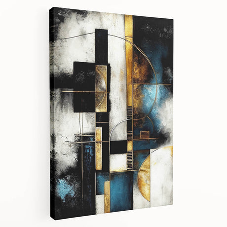 Abstract wall art featuring vibrant strokes and lines in various colors, displayed in a side view of a stretched canvas design, ideal for modern decor.