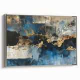 Framed canvas wall art showcasing an abstract design with elegant silver strokes and lines, adding a modern touch to home decor. Ideal for contemporary interiors.