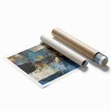 Abstract wall art print showcasing dynamic strokes and lines in vibrant hues of blue, yellow, and red, perfect for modern home decor. Ideal for enhancing living spaces with a contemporary artistic touch.