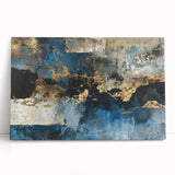 Abstract canvas wall art featuring vibrant strokes and lines in shades of blue, pink, and gold, perfect for contemporary home decor. Ideal for modern art enthusiasts.