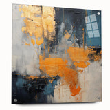 Abstract strokes and lines design wall art piece displayed in a side view, featuring vibrant colors on acrylic glass, highlighting modern artistic flair and stylish decor. Ideal for contemporary interiors, this artwork enhances any living space while showcasing unique artistic expression.
