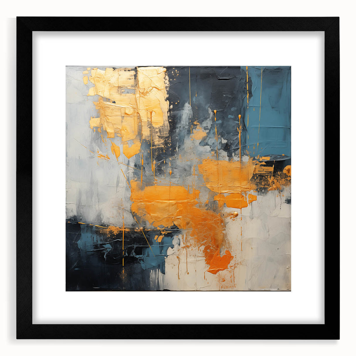 Abstract strokes and lines design wall art collection featuring a black frame with mat, showcasing modern artistic style perfect for contemporary home decor.