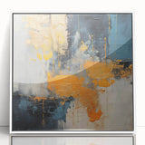 Framed abstract wall art featuring colorful strokes and lines in a modern design, set against a white background, perfect for contemporary decor.