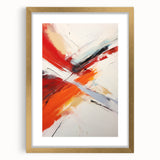 Abstract wall art featuring gold strokes and lines design, elegantly framed with a mat, showcasing a modern aesthetic ideal for contemporary home decor.