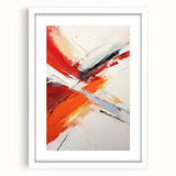 Abstract strokes and lines design wall art in a white frame with matting, showcasing a modern aesthetic suitable for contemporary home decor.