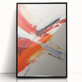 Framed wall art showcasing an abstract design of colorful strokes and lines on a black background, ideal for modern home decor and creative spaces.